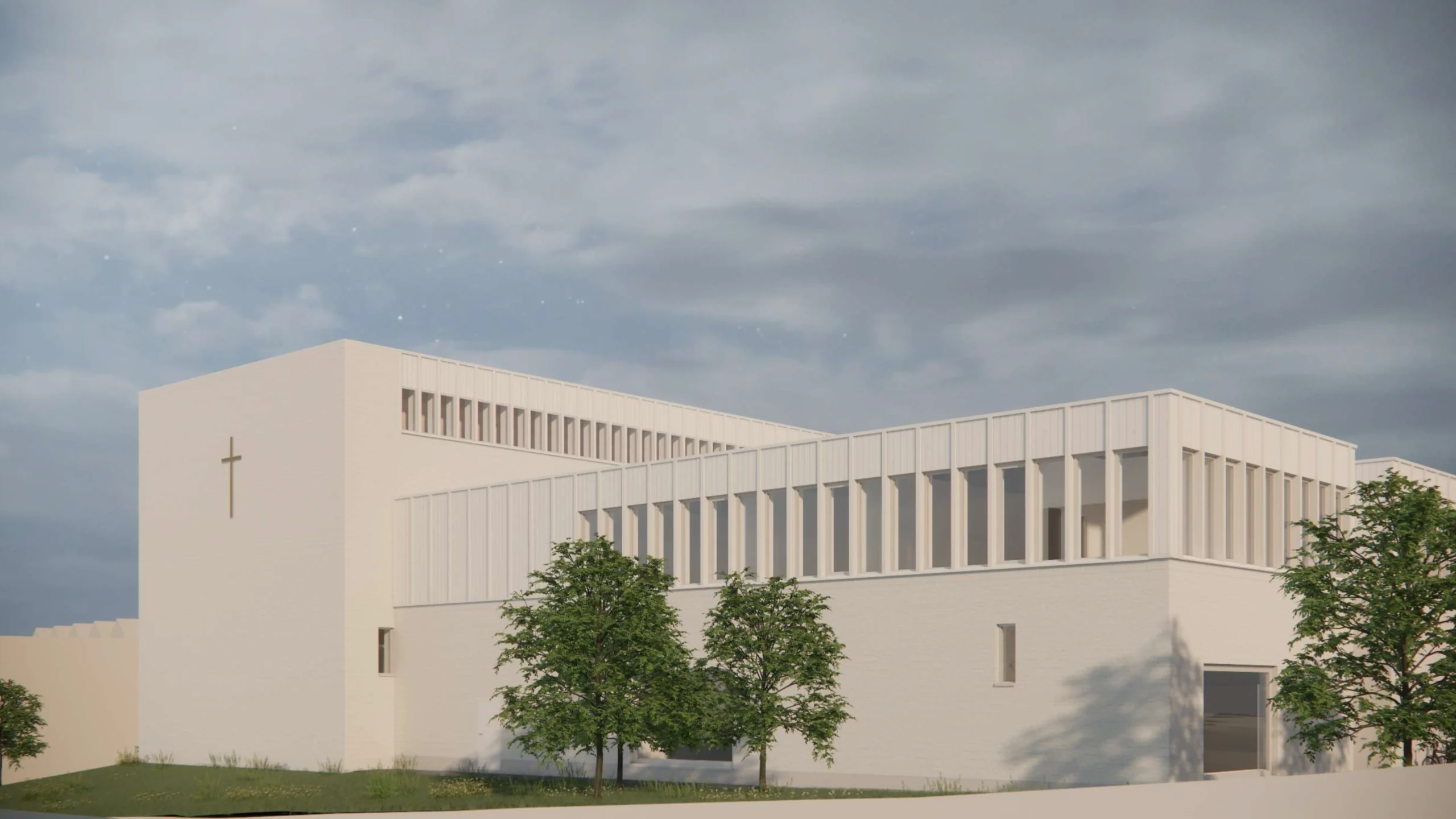 Illustrasjon av nye Charlottenlund kirke